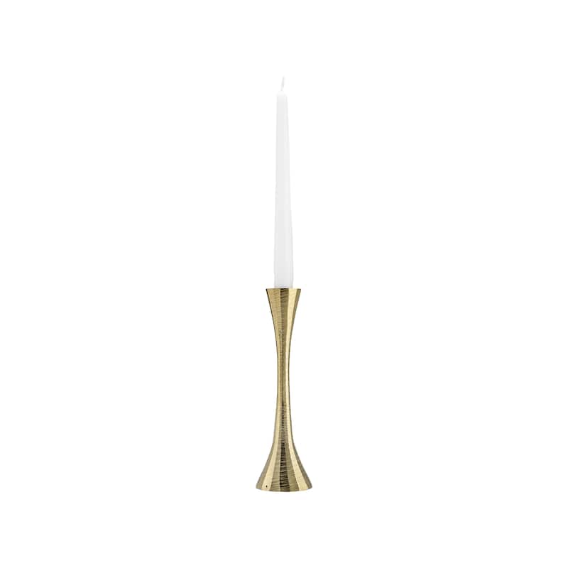 Glam Metal and Wood Taper Candle Holder Sculptural Silhouette MDF Base