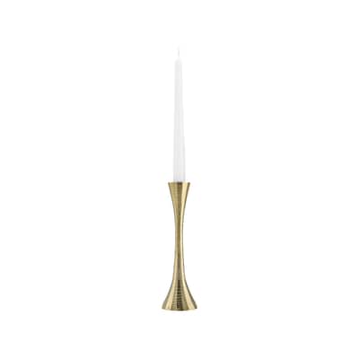 Glam Metal and Wood Taper Candle Holder Sculptural Silhouette MDF Base
