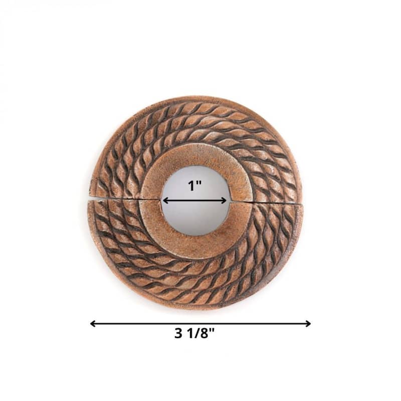 Copper Oil Rubbed Finish Radiator Flange Triple Roped 3/4" (IPS) pipe flange: 1" I D; 3-1/8" OD Renovators Supply