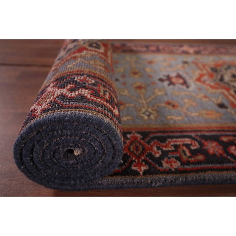 Blue Heriz Serapi Oriental Runner Rug Handmade Wool Carpet - 2'7"x 7'11"