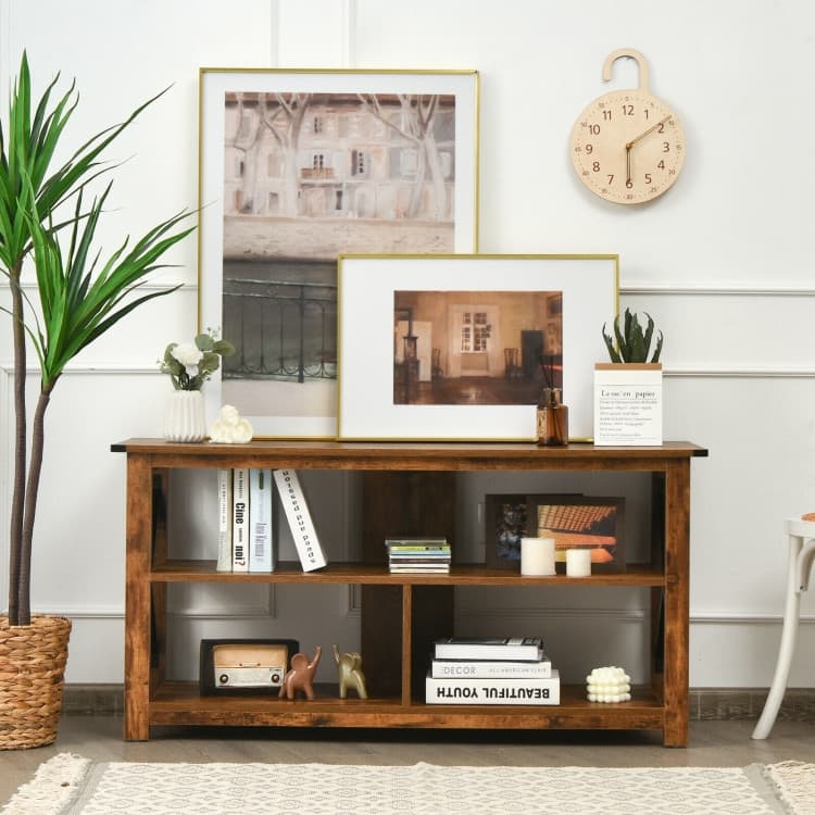 Modern Farmhouse TV Stand Entertainment Center for TV's up to 55" with Open Shelves - 47"X16"X23.5"(LXWXH)