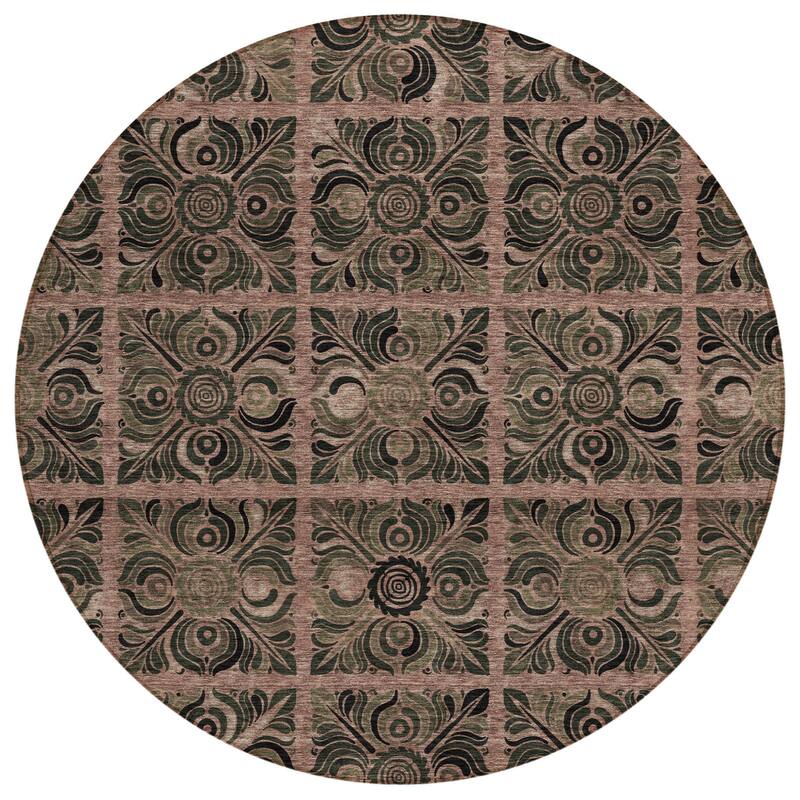 HomeRoots Medallion Transitional Rectangle Outdoor Rug