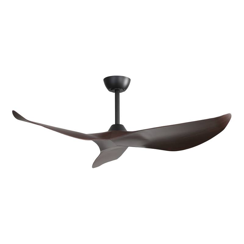 52 inch Modern Solid Wood / ABS Ceiling Fan With Remote Control(No Light),6 WInd Speed,Reversible Airflow - Black with Deep Color ABS Blades - 52 Inch #B 