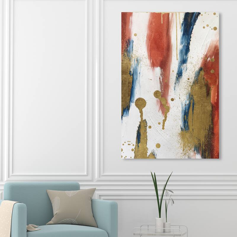 Wynwood Studio Canvas Abstract Golden Orange Mix White and Metallic Gold Modern & Contemporary Wall Art Canvas Print - 54 x 36