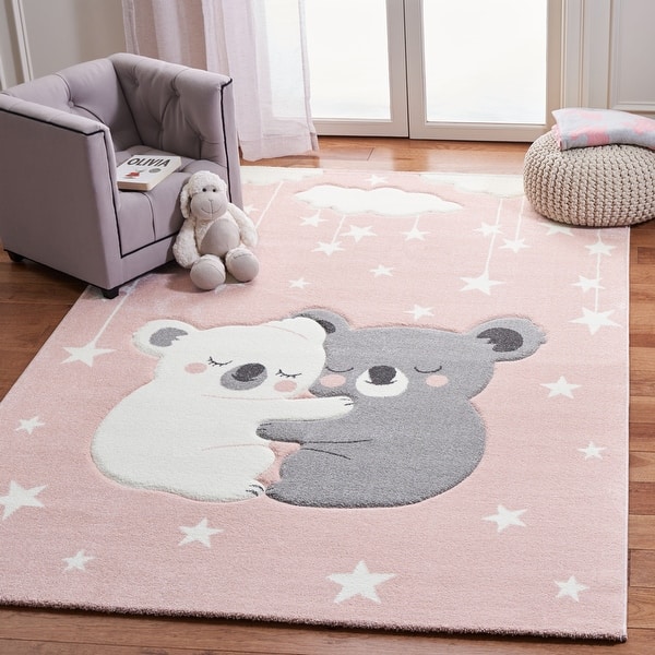 slide 2 of 31, SAFAVIEH Carousel Kids Melda Koala Hug Rug 2' x 3' - Pink/White