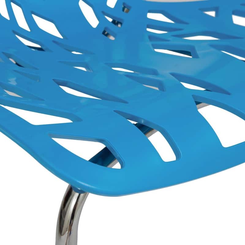 Asbury Stackable Dining Chair with Chrome Legs Side Chair with Modern Cut-Out Design Backrest