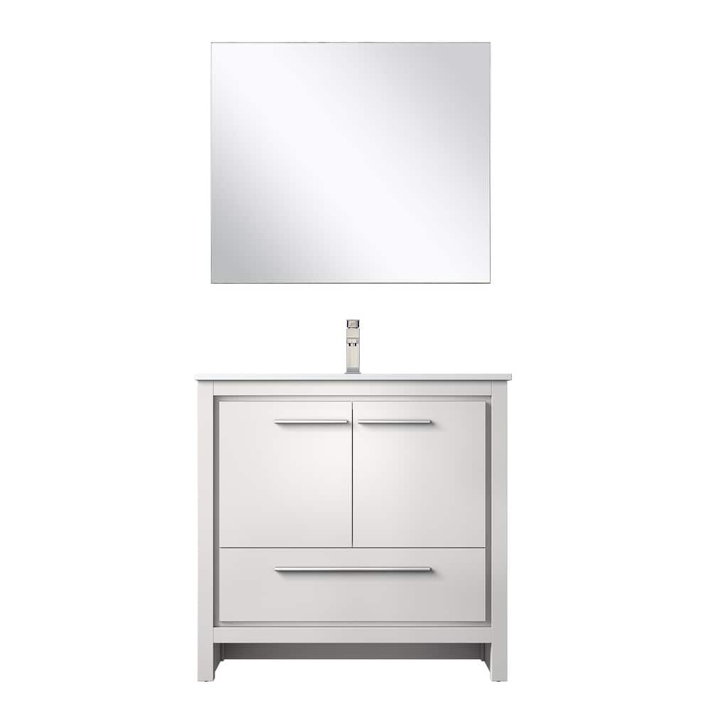 Lafarre Bath Vanity Quartz Top, Sink, Mirror & Brushed Nickel Faucet