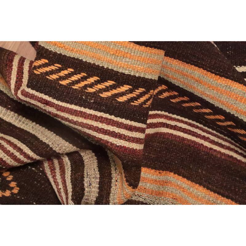 Hand Woven Oriental 100% Wool Carpet Southwestern Tribal Brown Kilim Area Rug - 7' 11'' X 4' 9''