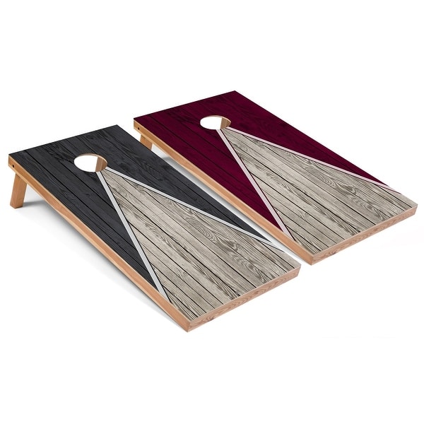 slide 2 of 7, Dark Grey and Maroon Pyramid Outdoor Cornhole Set All-Weather 2x4 - Include ALL Accessories