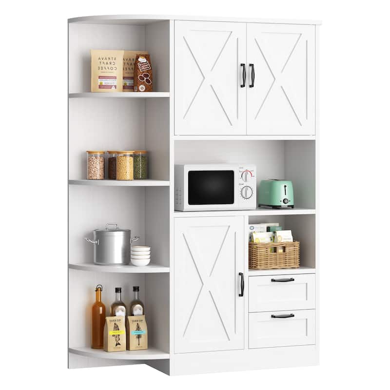 Farmhouse Style 3-Door Storage Cabinet with Adjustable Shelves – Freestanding Pantry Organizer for Kitchen, Dining Room or Bar