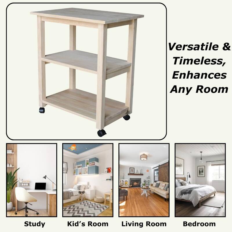 Porch & Den Estelle Solid Wood Microwave Kitchen Cart