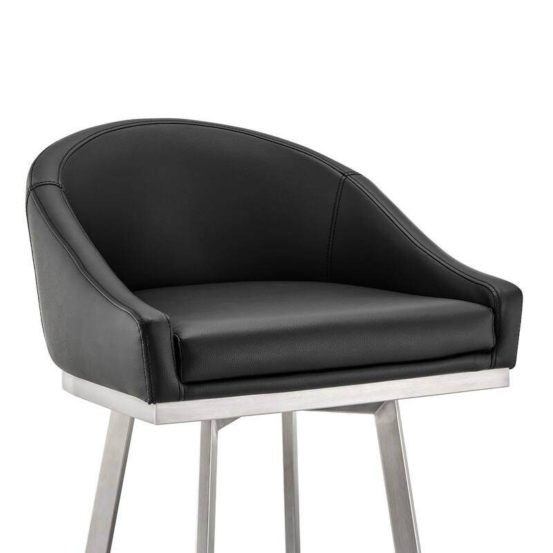 Eleanor Black or Brushed Stainless Steel Swivel Counter or Bar Stool