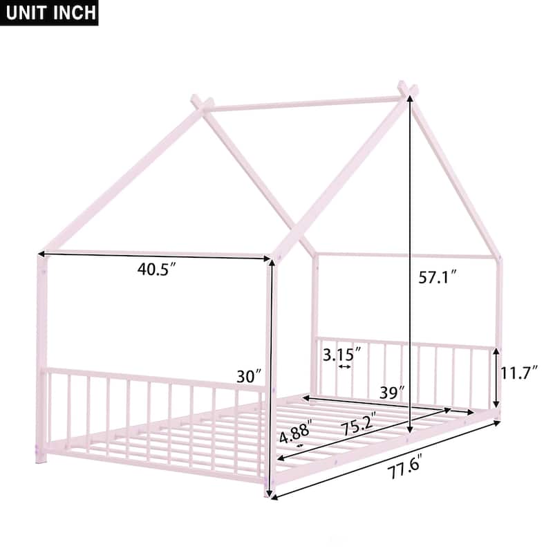 Twin Size Metal House Bed