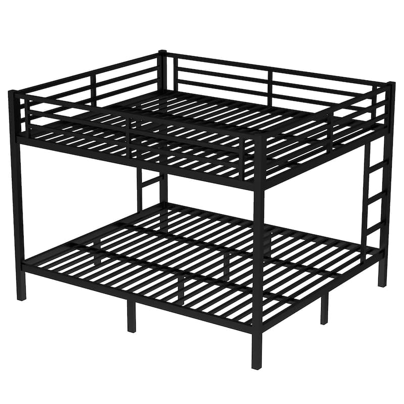 Heavy Duty Metal Queen Over Queen Bunk Bed for Teens and Adults, Space-Saving, Noise-Free