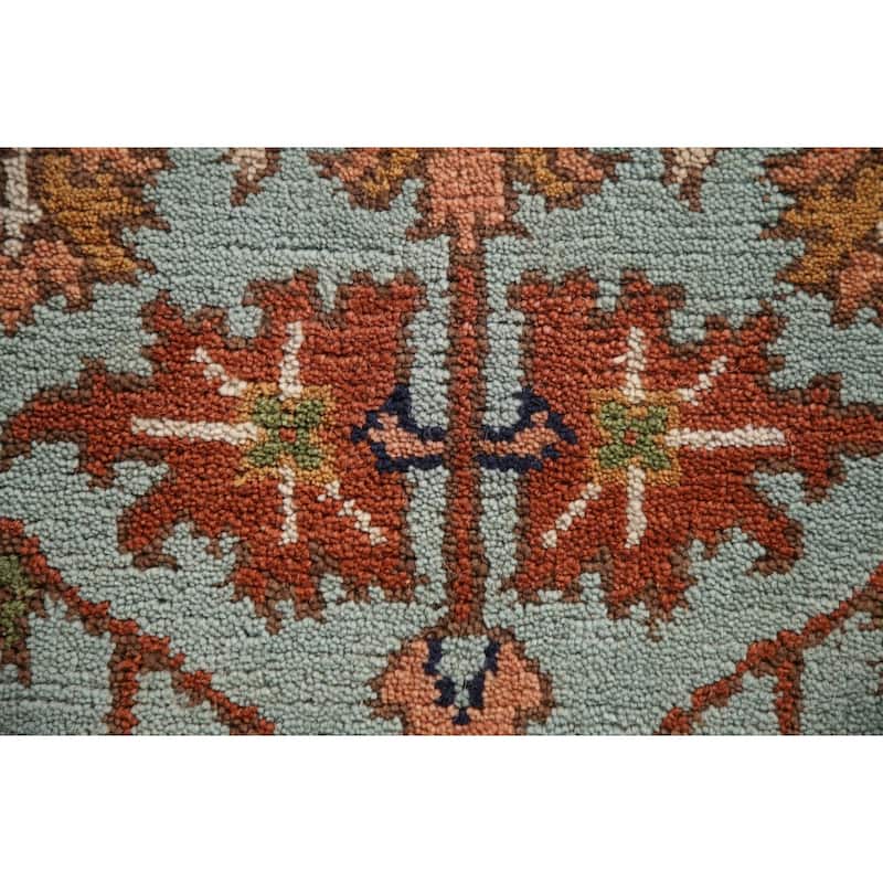 Hand Knotted Oriental 100% Wool Carpet Traditional Floral Navy Blue & Blues Heriz (serapi) Area Rug - 5' 0'' X 3' 0''