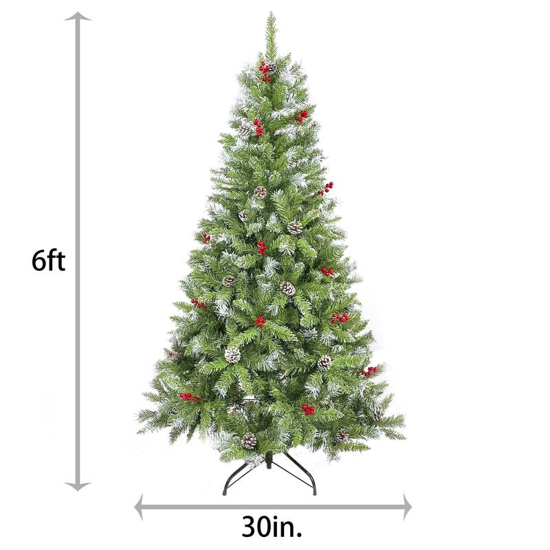 Artificial 7FT Snow Hinged PVC Flocked Christmas Tree Metal Stand Bed