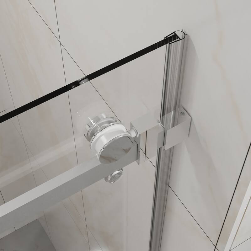 60" W x 72" H Sliding Shower Door, Frameless Sleek Glass Shower Door, 1/4" (6mm) Thick Tempered Clear Glass
