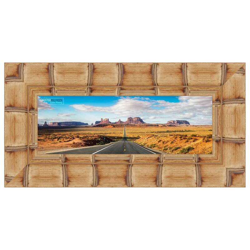 10x24 Natural Wide Bamboo Picture Frame - UV Acrylic, Foam Board Backing, Hanging Hardware