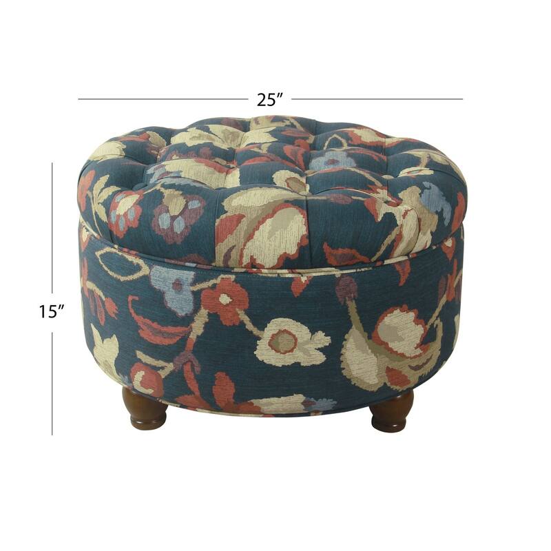 HomePop Tufted Round Storage Ottoman - Navy