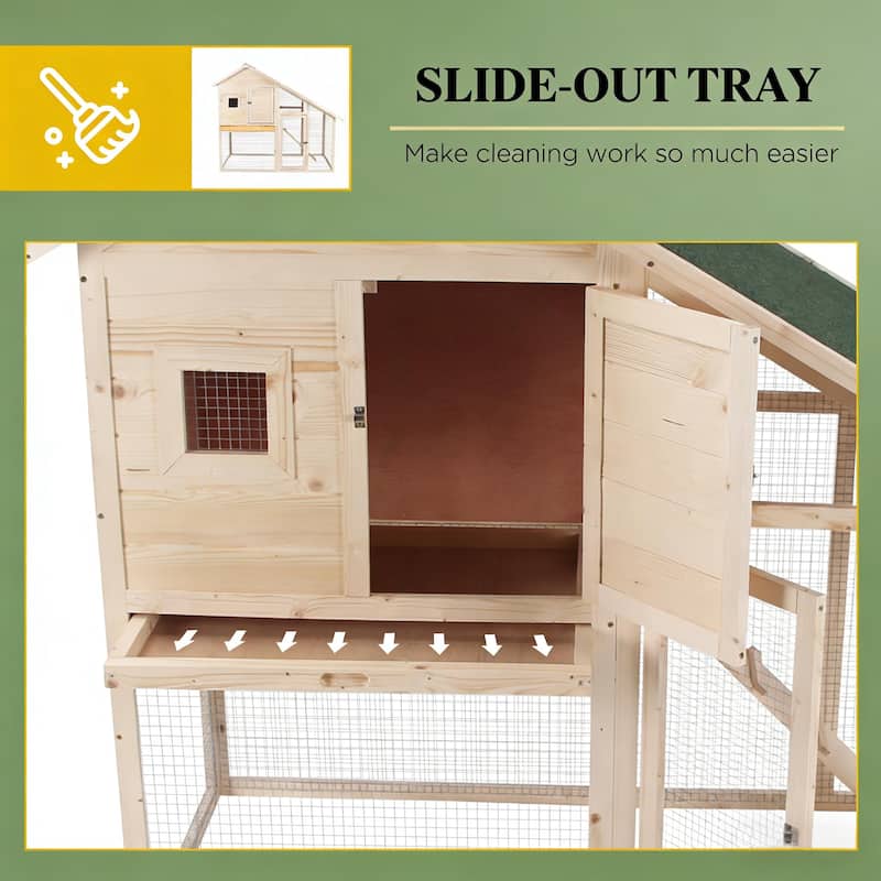 Bunny Cage,Weatherproof Rabbit Hutch,Spacious Pet House is designed for convenient cleaning - Natural Wood