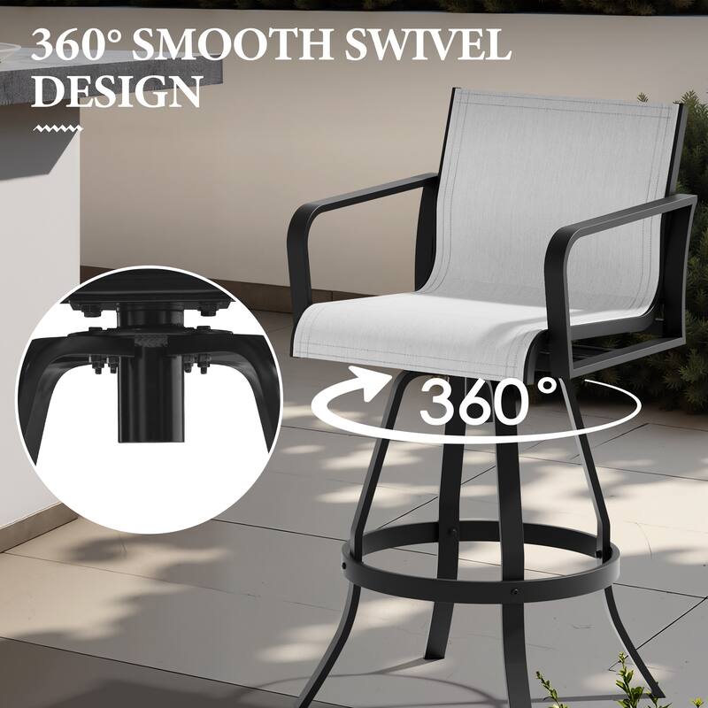 Outdoor Indoor Patio Aluminum Premium Sunbrella Fabric Swivel Barstools