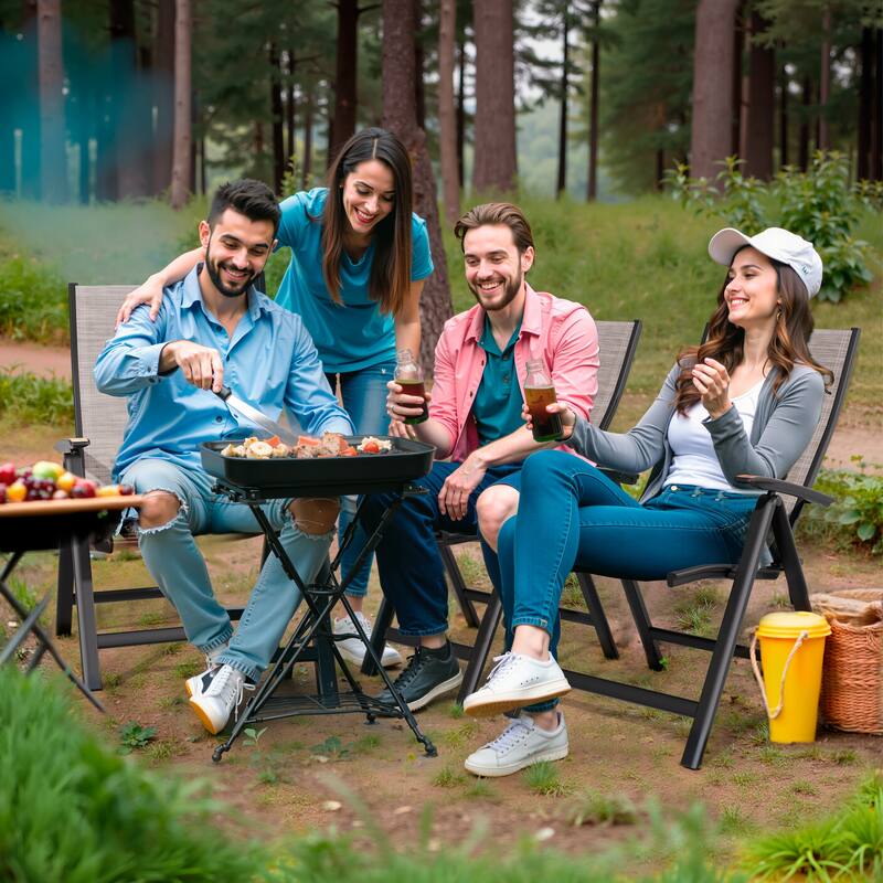 Pellebant Patio Folding Chairs Camping Deck Garden Aluminum Dining Chair - 23.6 in W * 16.9 in D * 42.1 in H