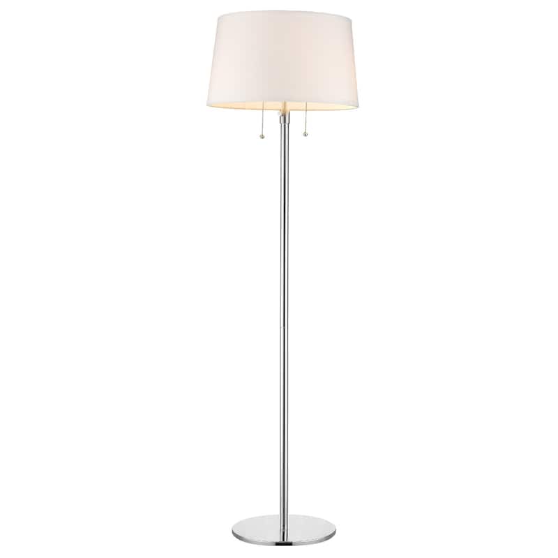 59 Inch Floor Lamp with White Linen Empire Shade and Chrome Base - 16" x 16" x 59" - White