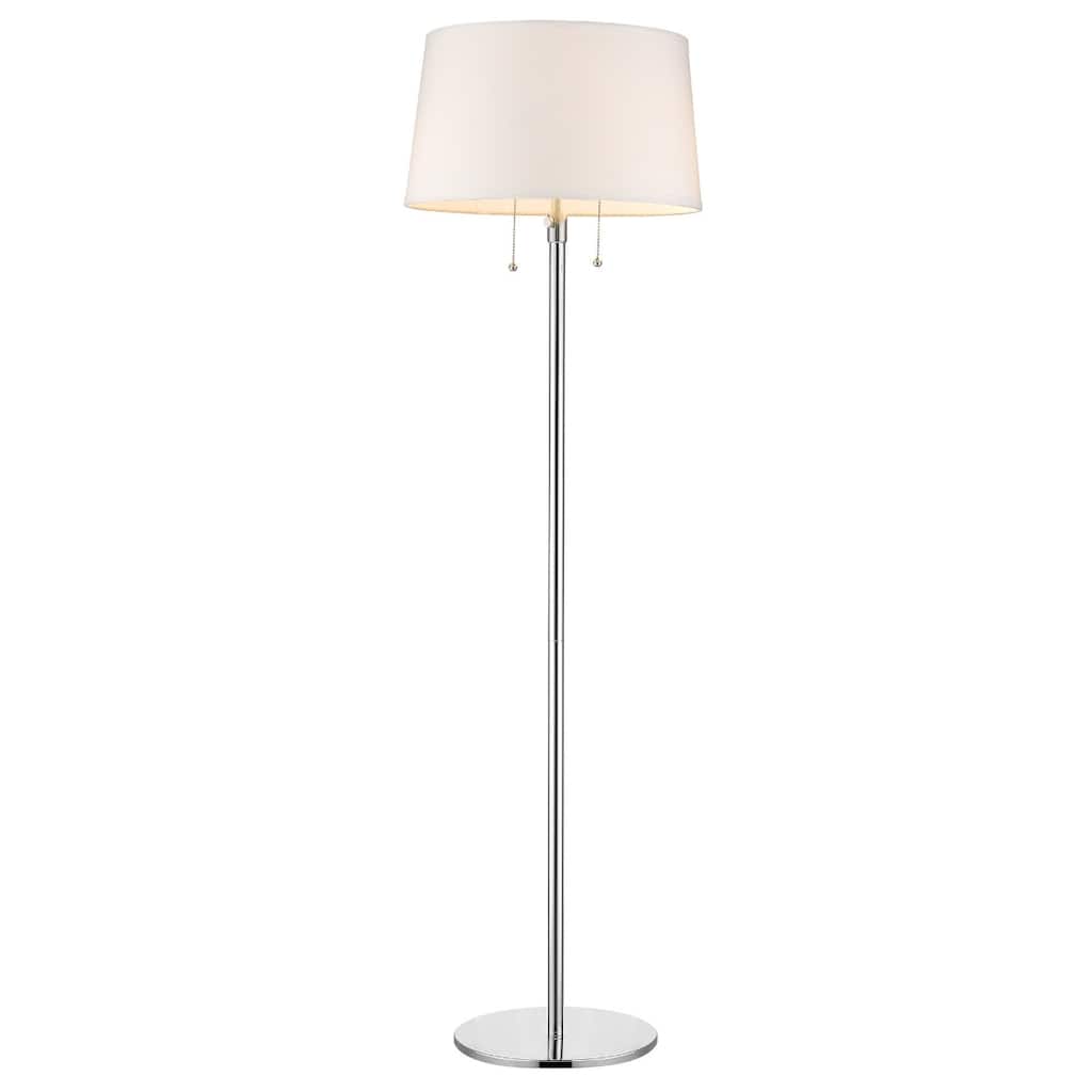 59 Inch Floor Lamp with White Linen Empire Shade and Chrome Base - 16" x 16" x 59"