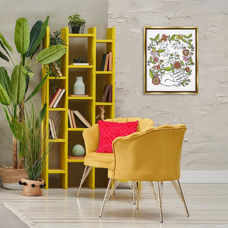 Stupell Let It Go Floral Phrase Framed Floater Canvas Wall Art Design By Mandy Ford Art + Illustration