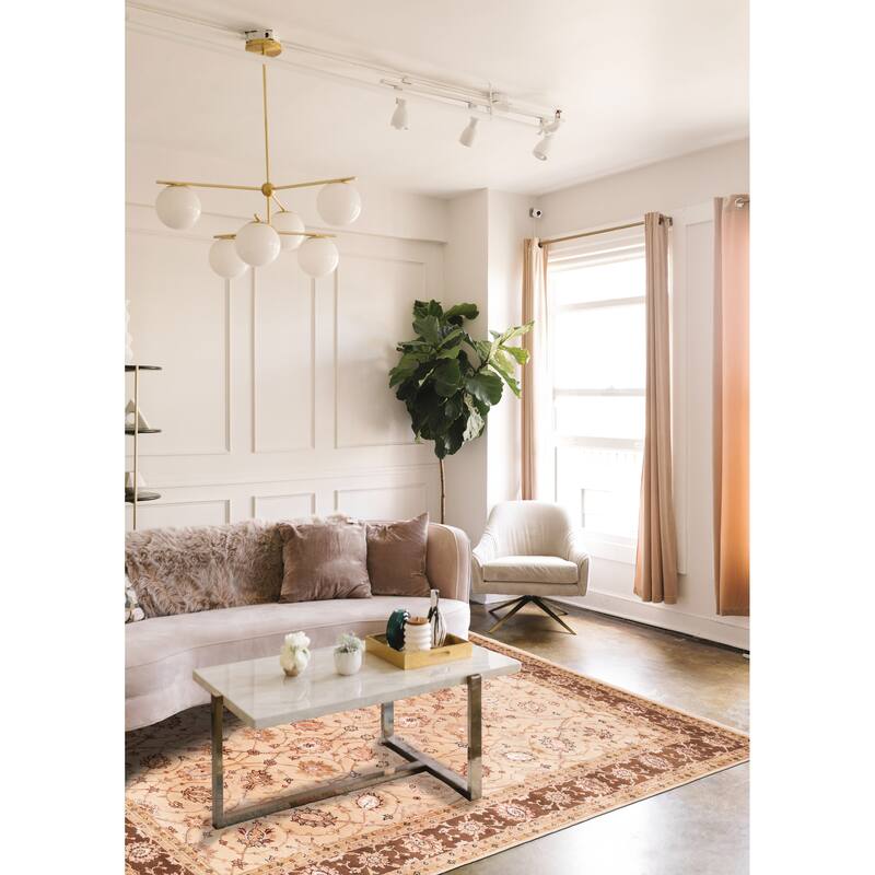 ECARPETGALLERY Hand-knotted Mirzapur Beige Silk, Wool Rug - 5'3 x 8'0