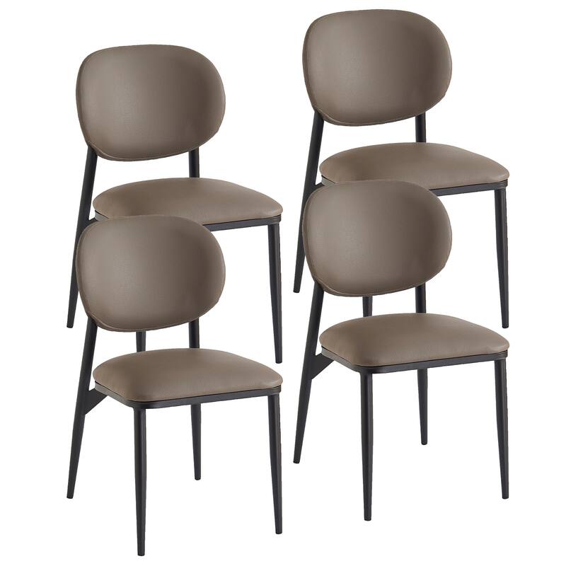 Modern Faux Leather and Metal Dining Chair, Set of 4