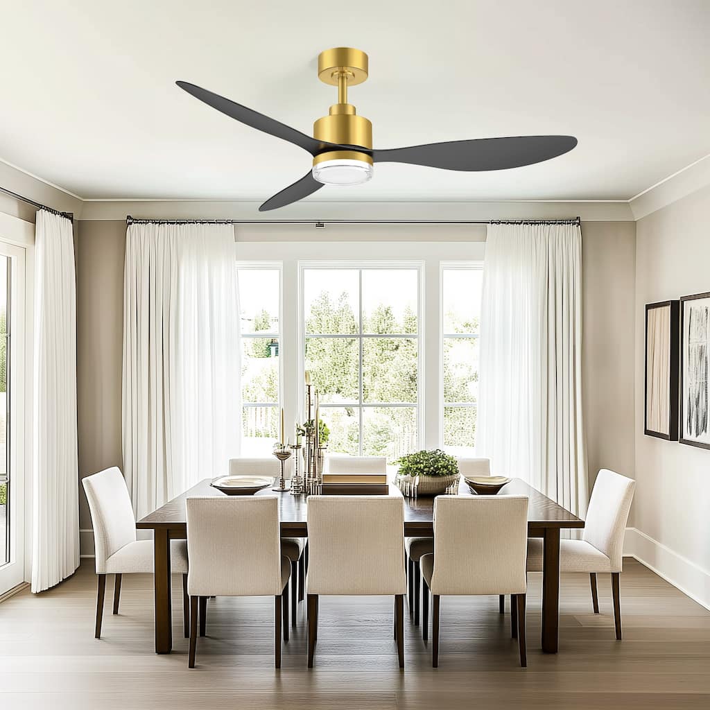 52" LED Ceiling Fan with Light, 3 Blades, Quiet DC Motor, 6 Speed