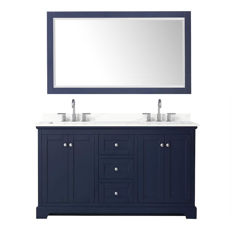 Avery 60-inch Double Vanity, Quartz Top, 58-inch Mirror