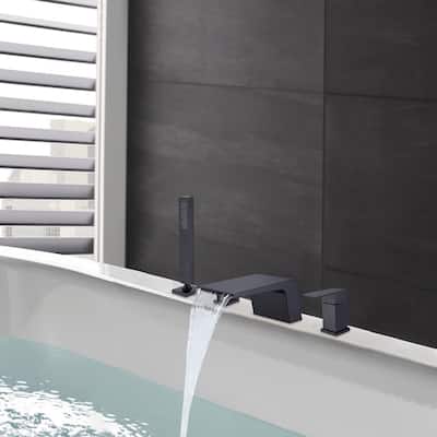 Matte Black Four-piece Bathtub Faucet Set with Two Handles