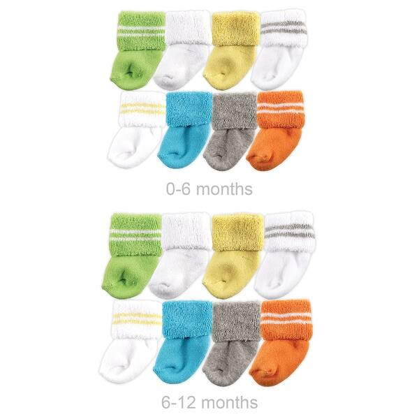 slide 1 of 1, Luvable Friends Unisex Baby Grow with Me Cotton Terry Socks, Yellow, 0-6 and 6-12 Months - Yellow 0-6 and 6-12 Months - Yellow