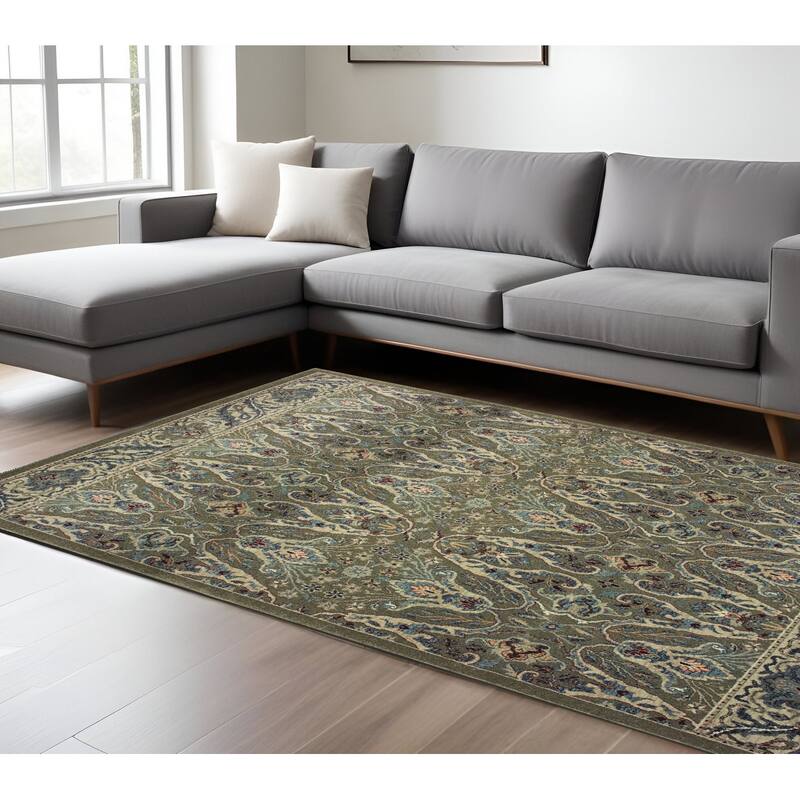 HomeRootsFloral Traditional Rectangle Area Rug - 153.54' X '118.11' X '0.32