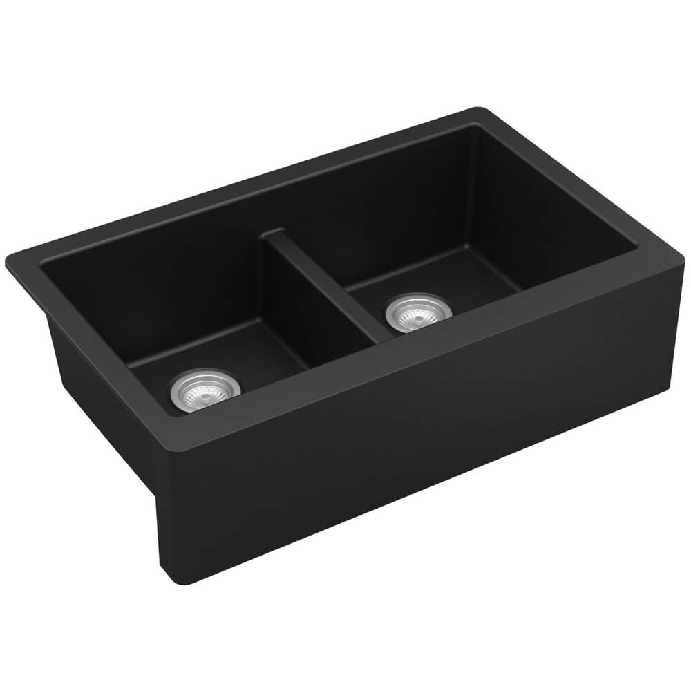 Karran USA QA-750 Farmhouse Apron Front Quartz/Granite 34" Double Bowl