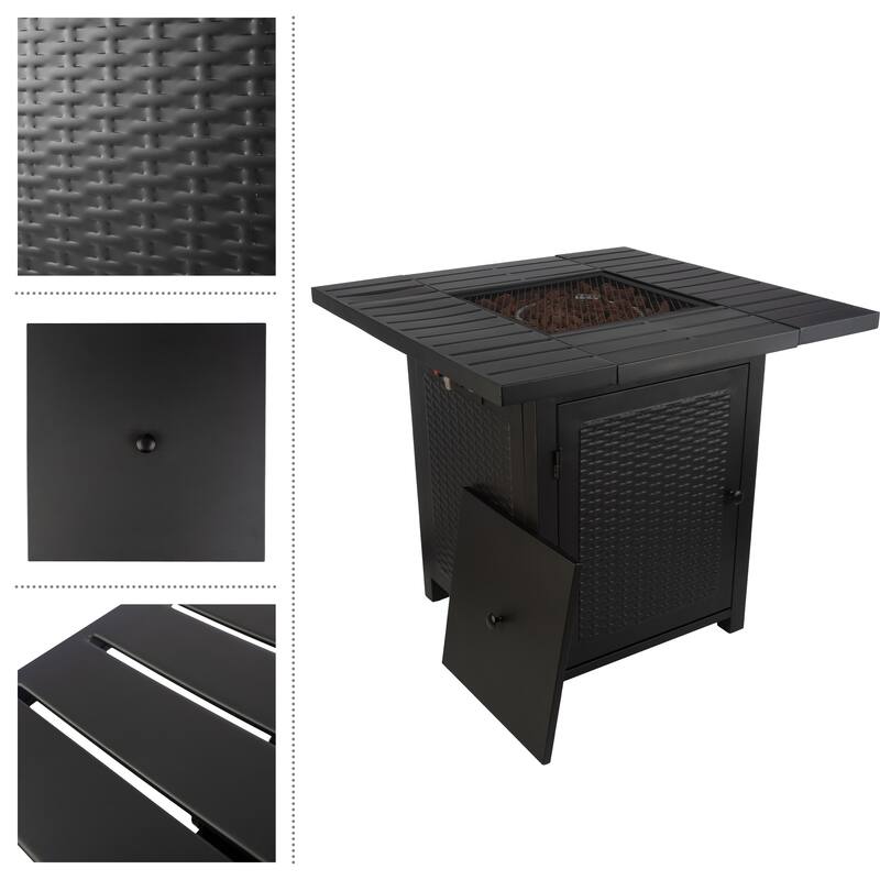 Pure Garden 30-Inch Propane Fire Pit - 50,000 BTU Outdoor Fire Table, Brown