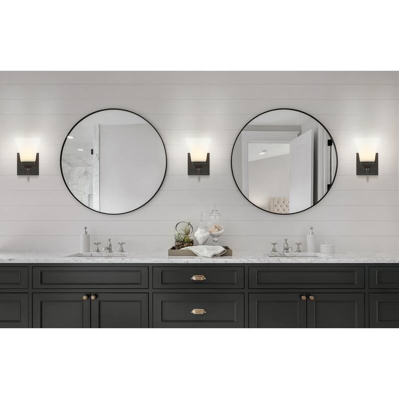 Staunton Iron/Glass Modern Cottage LED Vanity Light, Oil Rubbed Bronze by JONATHAN Y