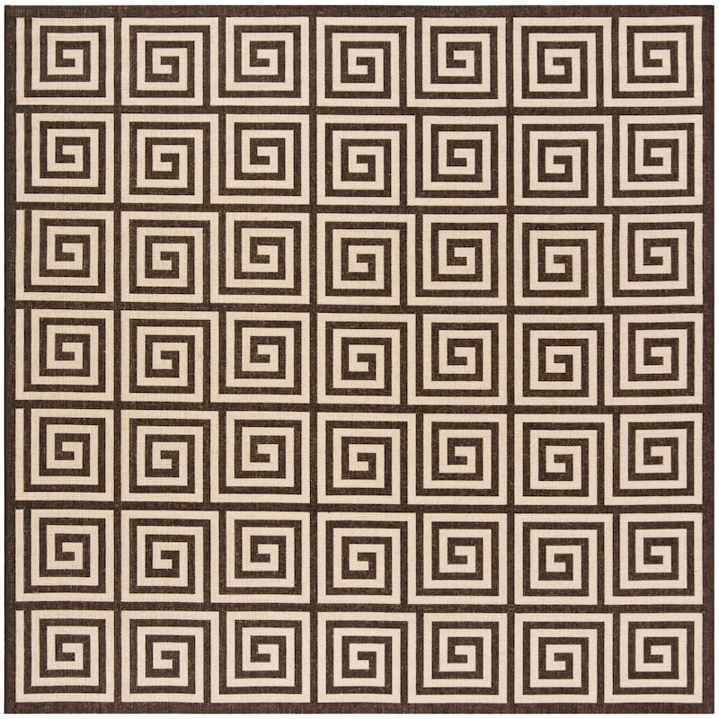 SAFAVIEH Linden Cathy Indoor/ Outdoor Waterproof Patio Backyard Rug - 6'7" Square - Natural/Brown