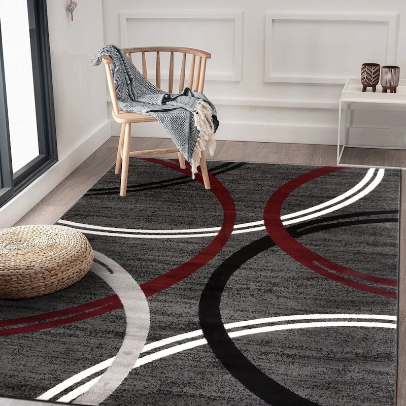 World Rug Gallery Contemporary Abstract Circles Design Area Rug