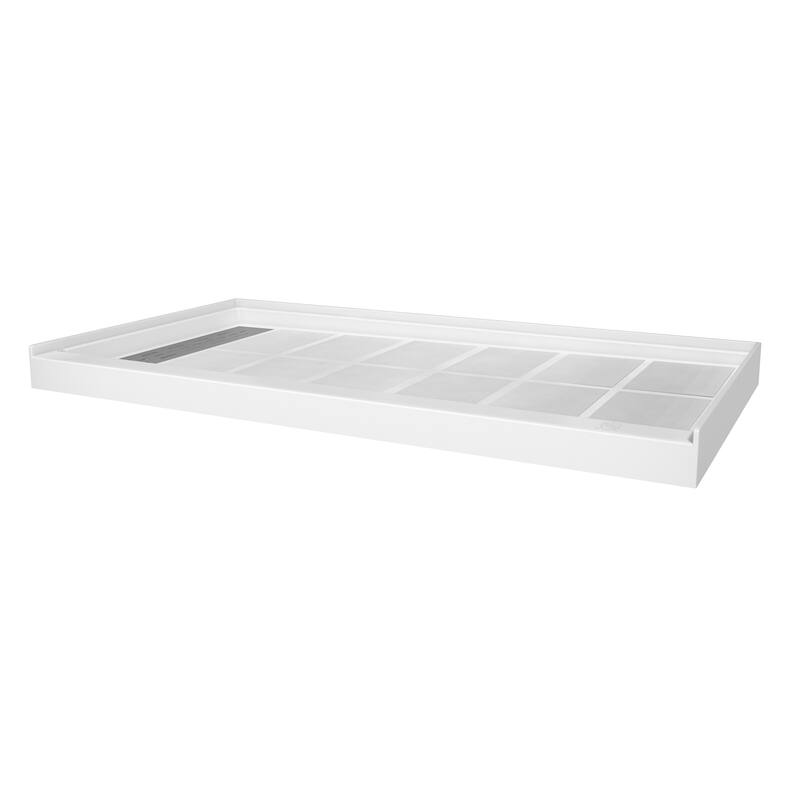 60 in. x 32 in. Elegant White Single Threshold Anti-slip SMC Rectangular Shower Base with Drain and Stainless Steel Drain Cover