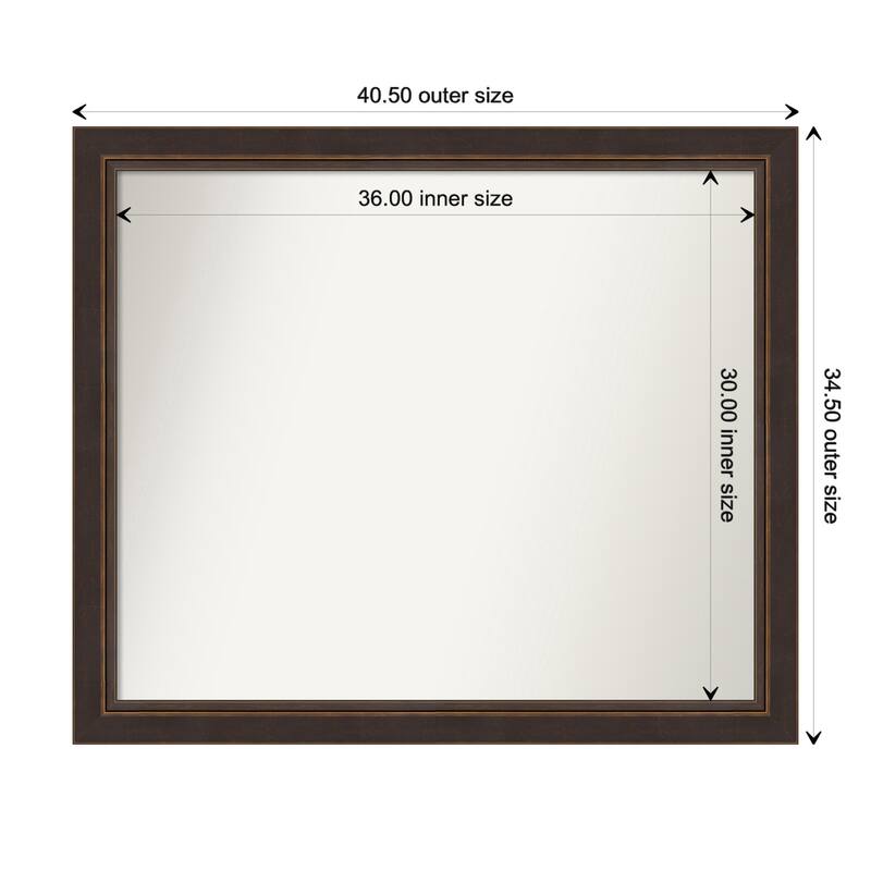 Lara Bronze Framed Non-Beveled Custom Wall Mirror, Bathroom Vanity Mirror - Outer Size: 40.5 x 34.5