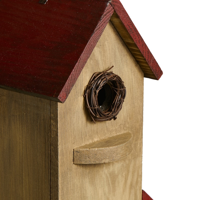 Glitzhome 14.25"H Solid Wood Cottage Decorative Garden Birdhouse - 6.75''L X 5.50''W X 14.25''H