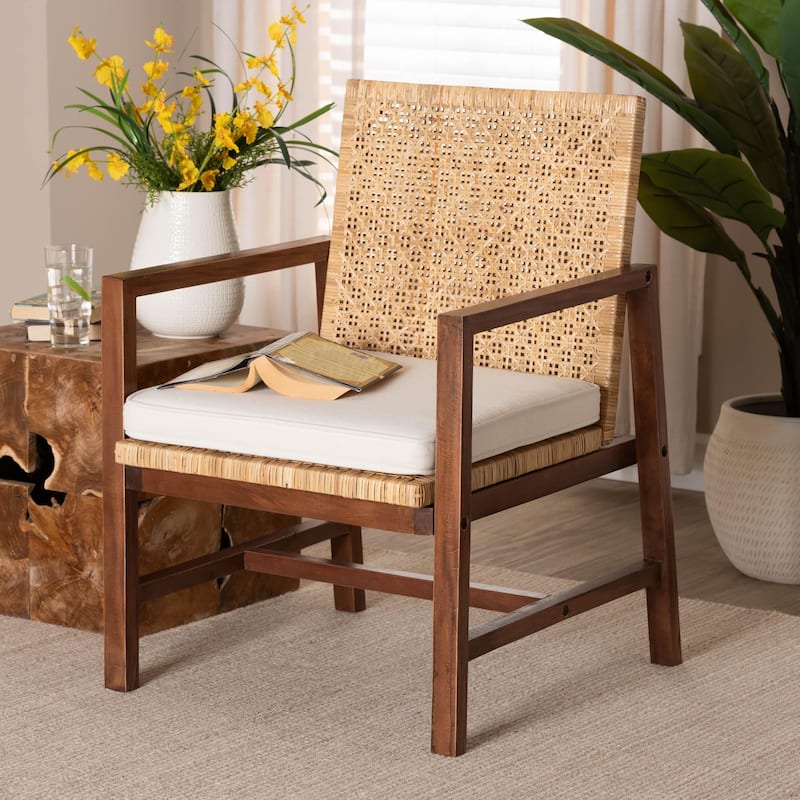 Lovina Bohemian Light Honey Rattan and Acacia Wood Arm Chair