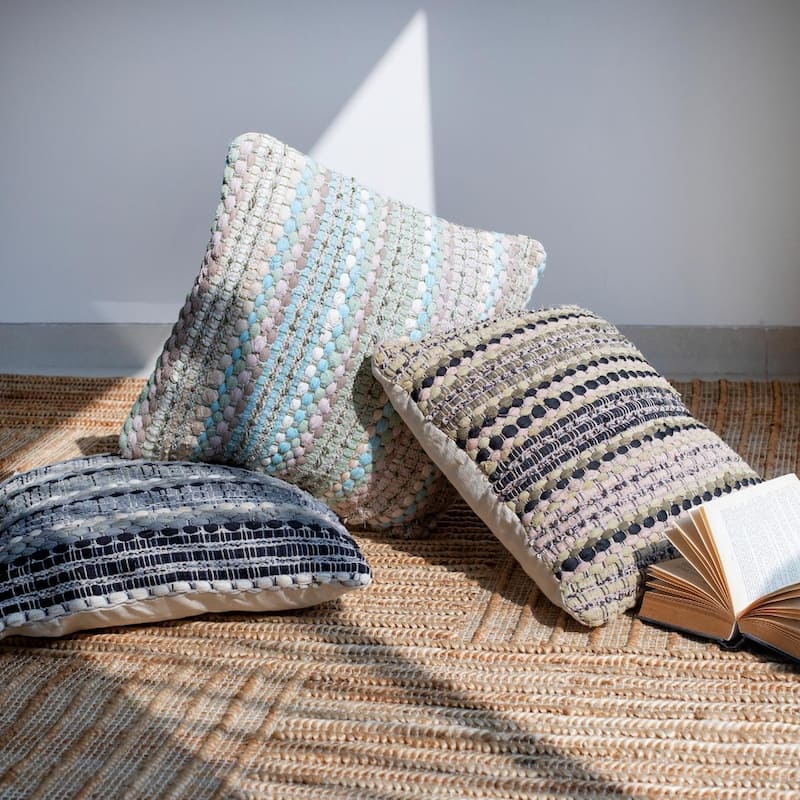 18" Brown and Beige Intertwined Square Throw Pillow