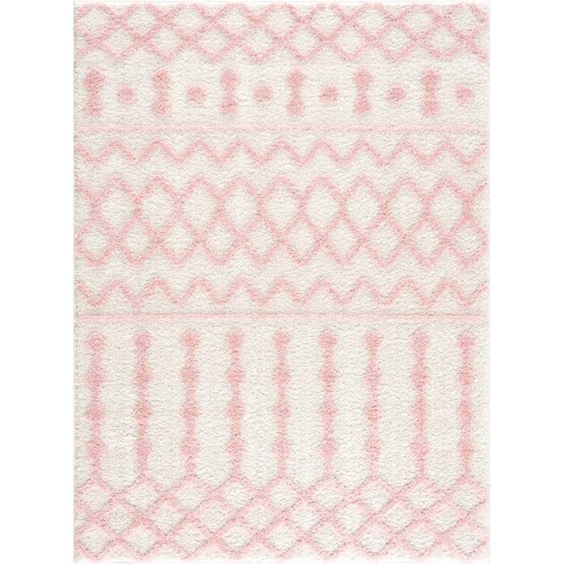 Tilos Moroccan Trellis Farmhouse Shag Area Rug