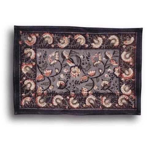 Earthen Vintage Floral Block Print Cotton Tablecloth Collection