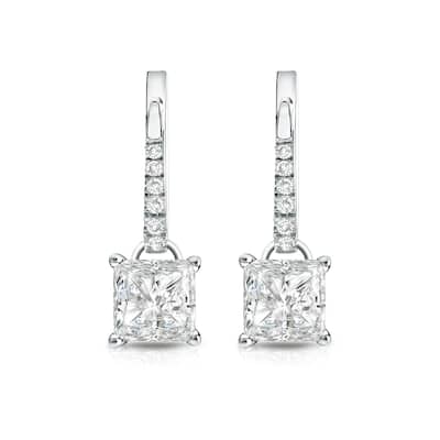 Auriya 14k Gold 2ctw Princess-cut Diamond Dangle Earrings (I-J, SI2-SI3)
