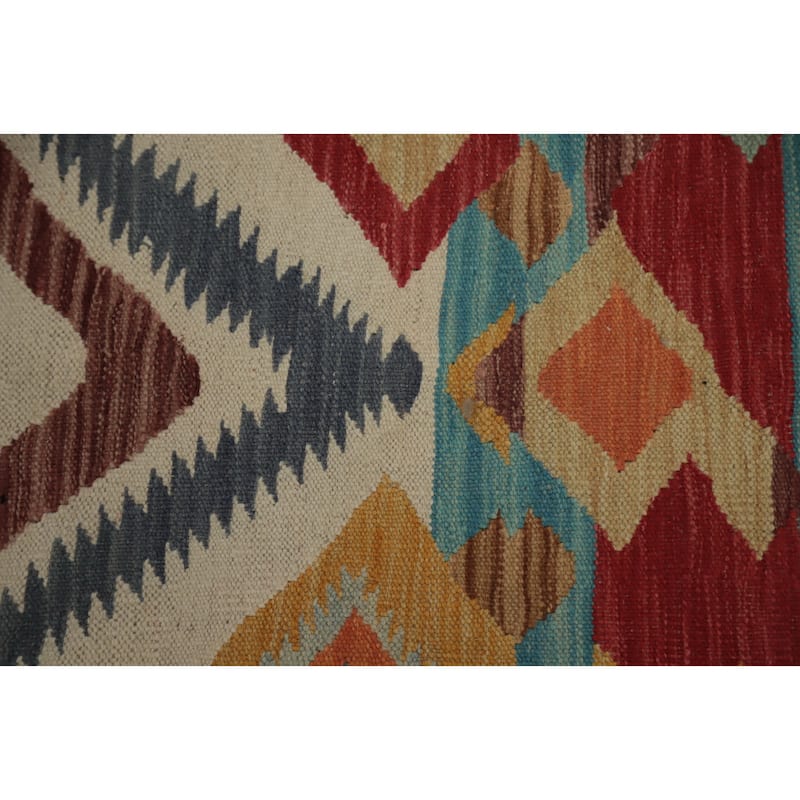 Hand Woven Oriental 100% Wool Carpet Southwestern Tribal Multi-Colored Kilim Area Rug - 6' 5'' X 4' 10''